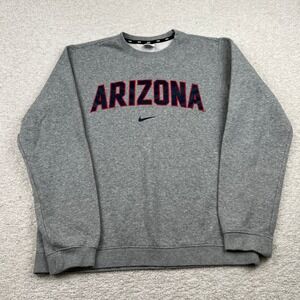Nike Arizona Wildcats Crewneck Sweatshirt Mens Medium Gray Fleece Pullover Logo